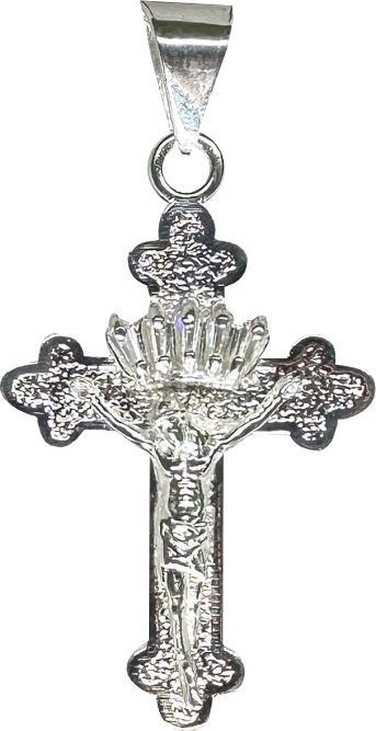 Cruz redonda trapecio con cristo